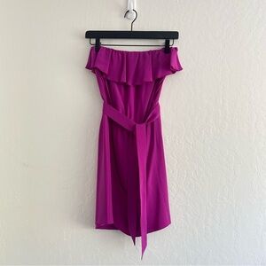 Amanda Uprichard Silk Purple Mini Strapless Dress with Scarf/Belt Womens Small